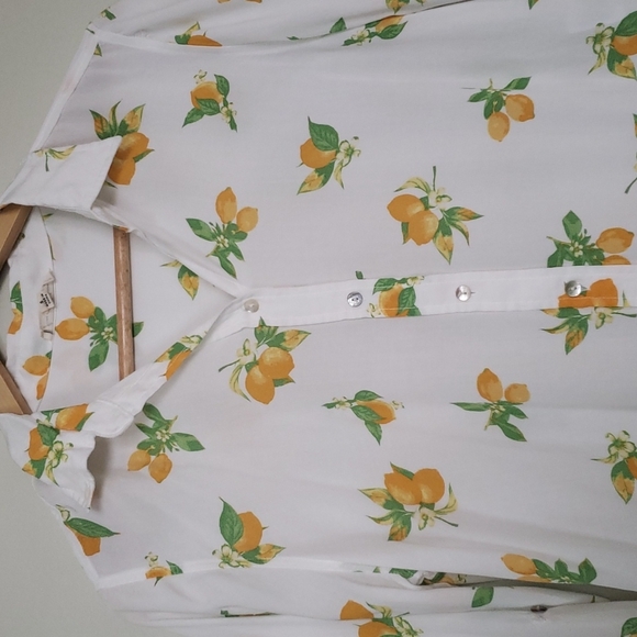Jane and Delancey Lemon Print Button Down Shirt - Picture 2 of 8